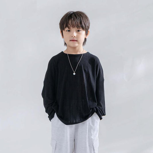 Soft Long Sleeve Tee Korean toddler t-shirt in white made in Korea