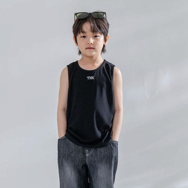 THX Ribbed Tank Top Korean toddler tank top in white made in Korea