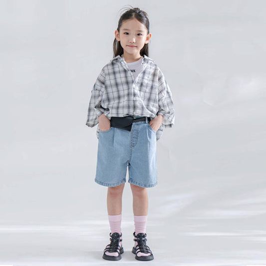 Crunch Denim Shorts Korean toddler shorts in light denim made in Korea