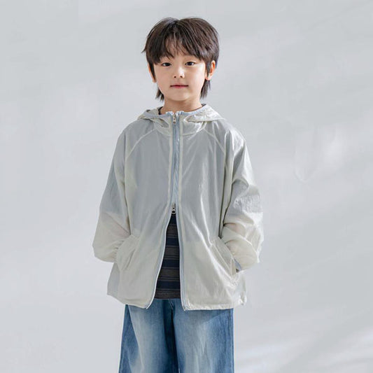 Glossy Hooded Jacket Korean toddler jacket in cream made in Korea