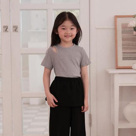 Slight Slit Tee Korean toddler t-shirt in gray made in Korea