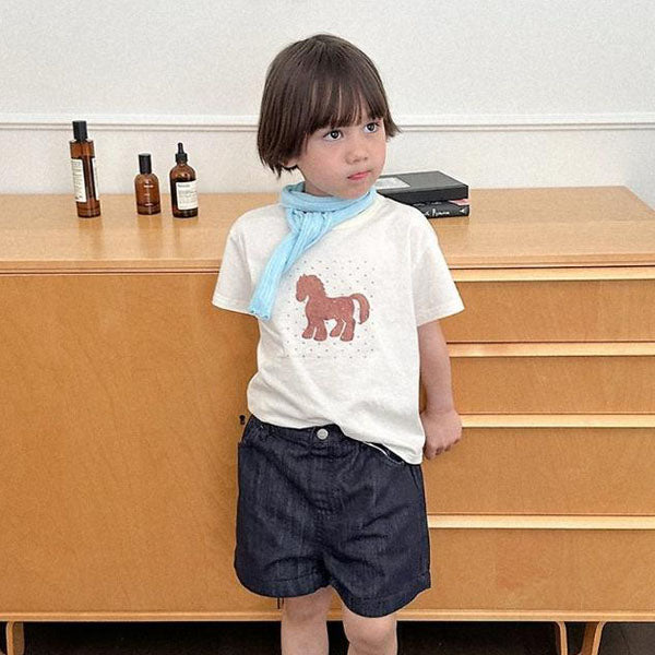 Star Pony Tee Korean toddler t-shirt in light heather made in Korea