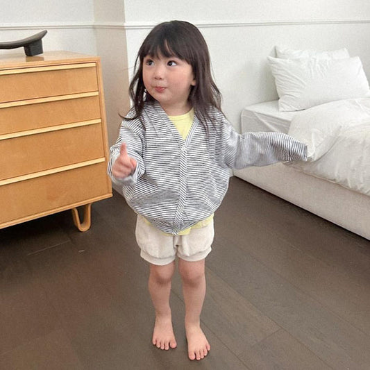 Some Stripe Cardigan Korean toddler sweater in navy made in Korea