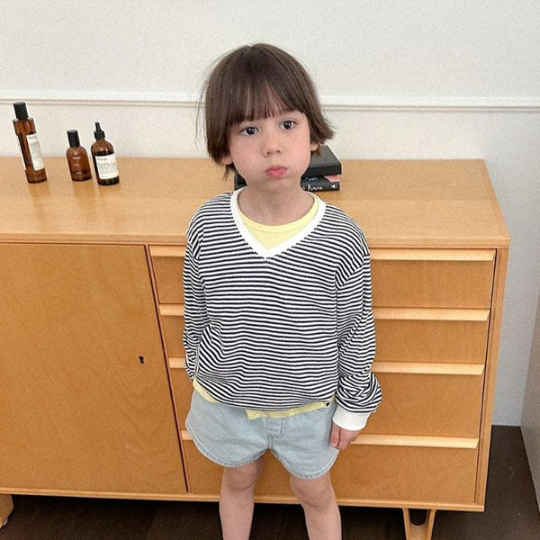 Summer Stripe Sweatshirt Korean toddler sweater in ivory made in Korea