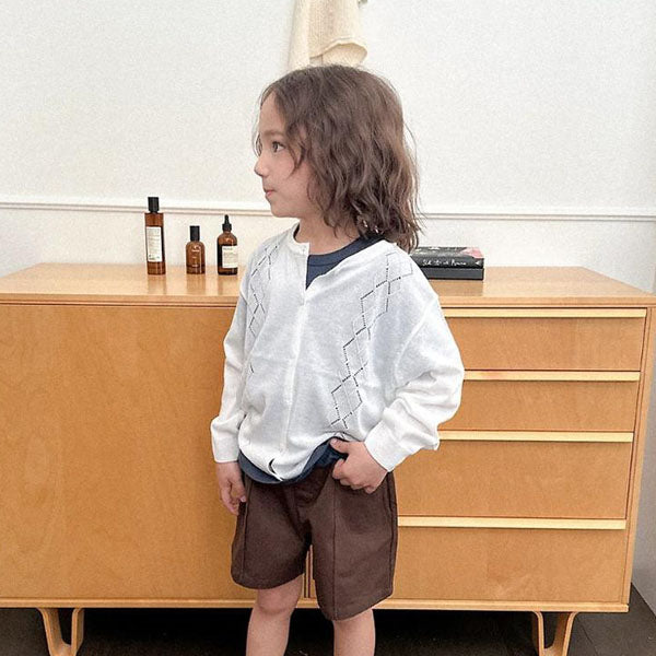 Abel Cardigan Korean toddler sweater in ivory made in Korea