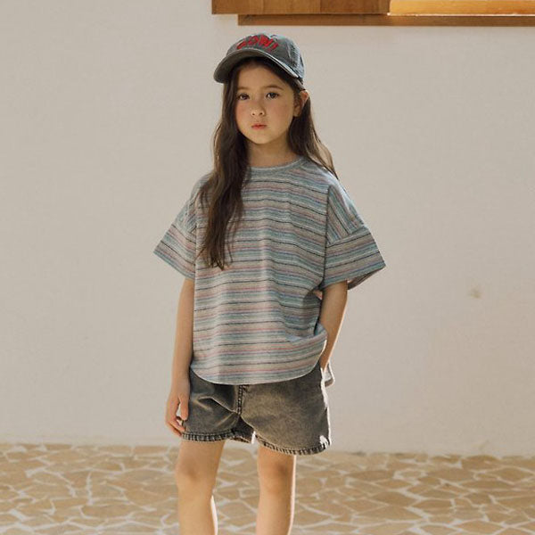 Rainbow Tee Korean toddler t-shirt in heather made in Korea