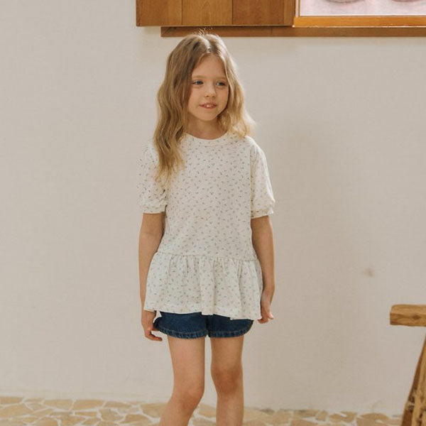 Puff Ruffle Tee Korean toddler t-shirt in ivory made in Korea