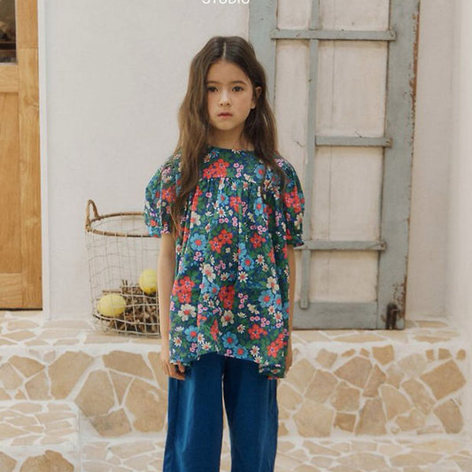 Awesome Blouse Korean toddler blouse in blue made in Korea
