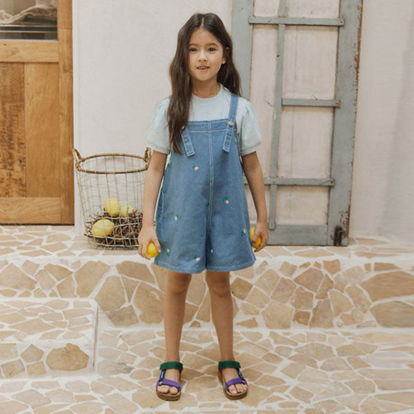 Embroidered Overall Pants Korean toddler overall in light denim made in Korea