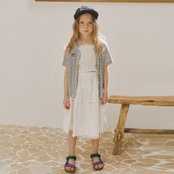 Flare Skirt - White Korean toddler skirt in white made in Korea