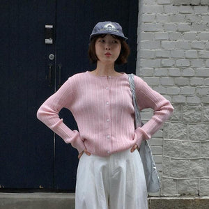 Wiggly Ribbed Cardigan Mom