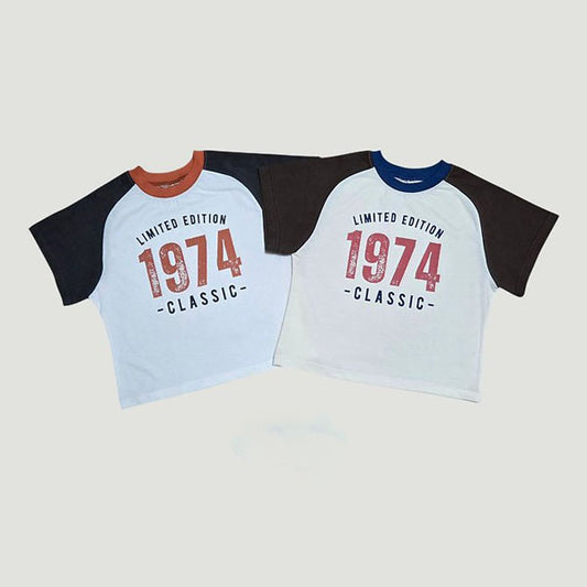 Limited Raglan Tee Korean toddler t-shirt in orange ribbed made in Korea