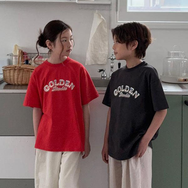 Golden Short Sleeve Tee Korean toddler t-shirt in charcoal made in Korea