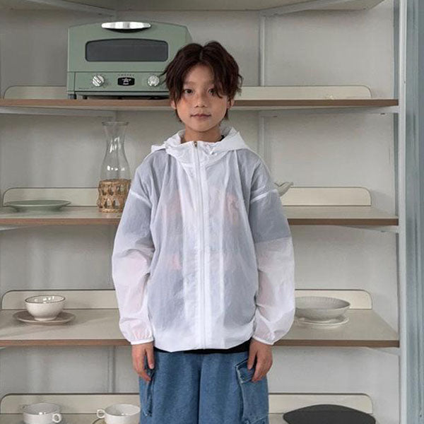 Sheer Summer Windbreaker Korean toddler jacket in white made in Korea