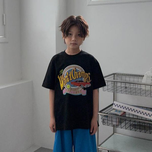 World Champ Short Sleeve Tee Korean toddler t-shirt in light heather made in Korea