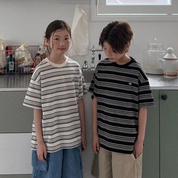 Lead Stripe T-Shirt Korean toddler t-shirt in ivory made in Korea
