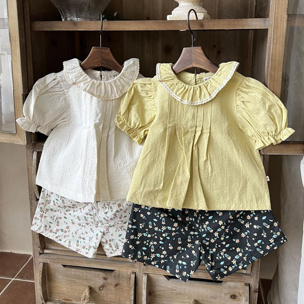 Lemon Collar Blouse Korean toddler blouse in ivory made in Korea