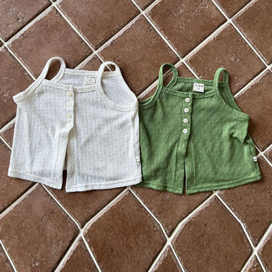 Green Tank Top Korean toddler tank top in ivory made in Korea