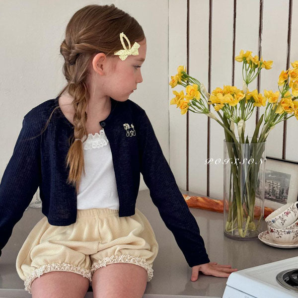 Pony Cardigan Korean toddler sweater in navy made in Korea