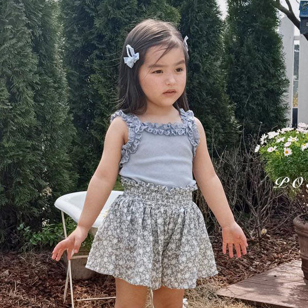 Ruffle Sleeveless Tee Korean toddler t-shirt in sky blue made in Korea