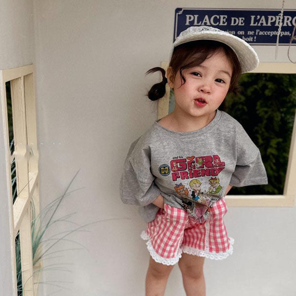 Girl Friends Tee Korean toddler t-shirt in heather made in Korea
