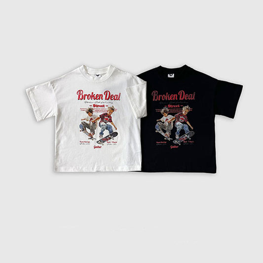 Skate Boy Short Sleeve Tee Korean toddler t-shirt in ivory made in Korea