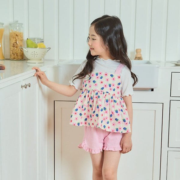 Lettuce-Edge Tee Korean toddler t-shirt in pink made in Korea