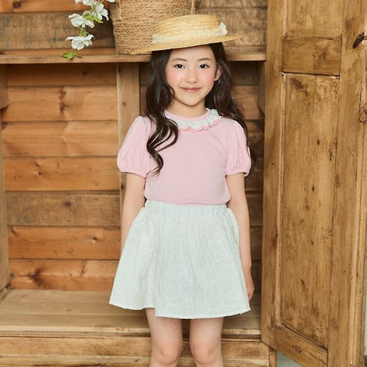 Embroidered Tee Korean toddler t-shirt in pink made in Korea