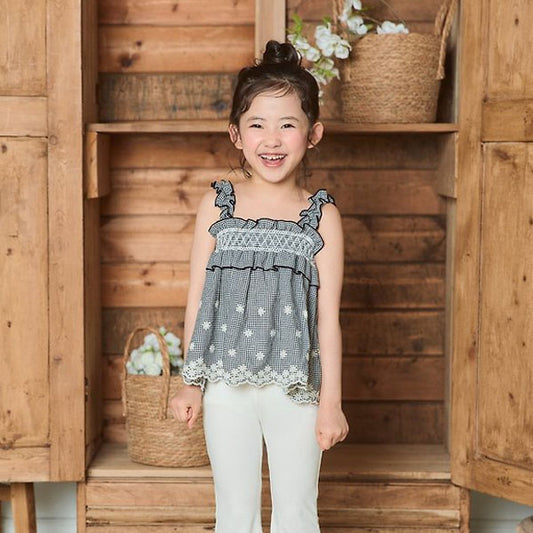 Smocked Tank Top Korean toddler tank top in check made in Korea