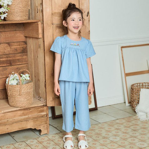 Embroidered Set Korean toddler set in yellow made in Korea