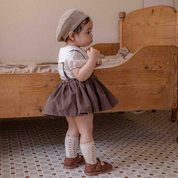 Bebe Blair Overall Skirt Bloomer - Brown Korean infant overall in brown made in Korea