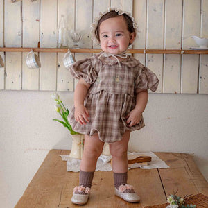 Bebe Deux Embroidered Check Bodysuit