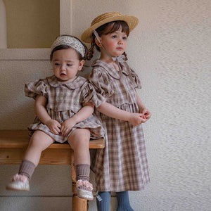 Kids Deux Embroidered Check Dress