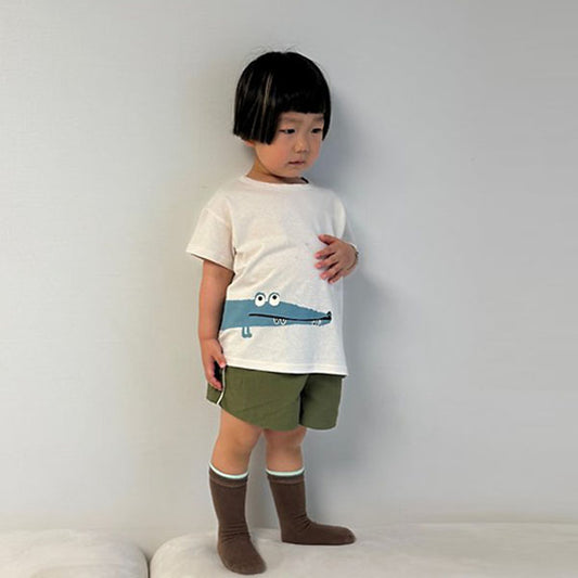 Kraang Short Sleeve Tee Korean toddler t-shirt in khaki made in Korea