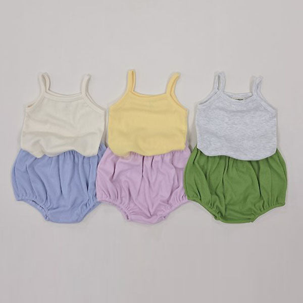 Bebe Kong Top & Bottom Set Korean infant set in light heather made in Korea