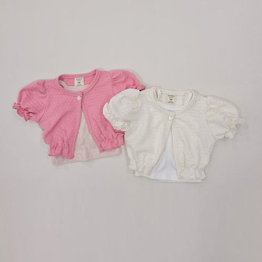 Puff Cardigan Tank Top Set Korean toddler sweater in pink made in Korea