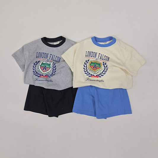 London Color-Block Top & Bottom Set Korean toddler set in cream made in Korea