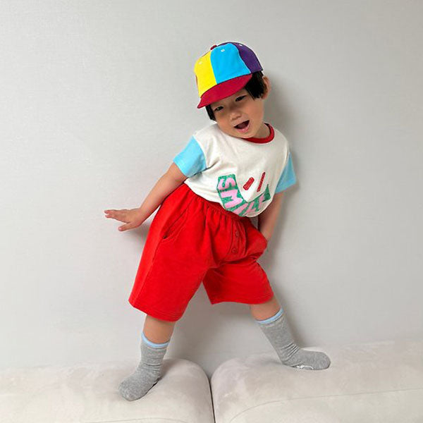 Button 5-Length Pants Korean toddler pants in charcoal made in Korea