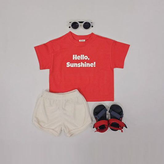 Sunshine Terry Top & Bottom Set Korean toddler set in light sky blue made in Korea