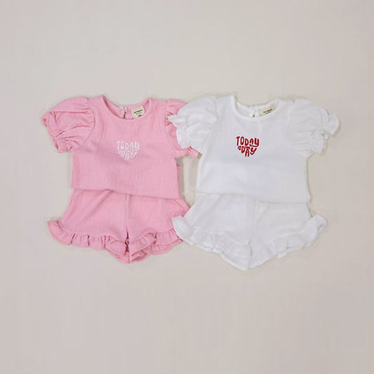 Today Puff Top & Bottom Set Korean toddler set in ivory made in Korea