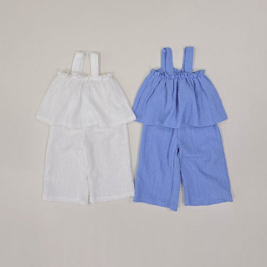 Ruffle Top Wide Set Korean toddler set in sky blue made in Korea