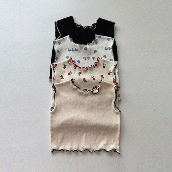 Ribbed Love Tank Top Korean infant tank top in ivory made in Korea