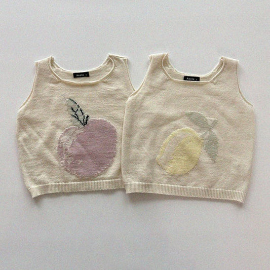 Knit Fruit Vest Korean toddler jacket in peach made in Korea