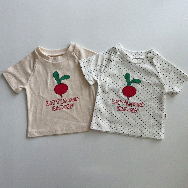 Radish Tee Korean infant t-shirt in ivory made in Korea