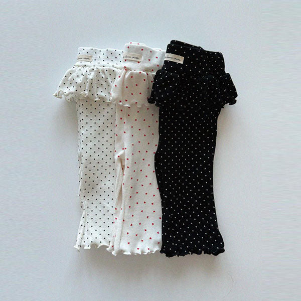 Kiki Ruffle Pants Korean infant pants in red heart made in Korea