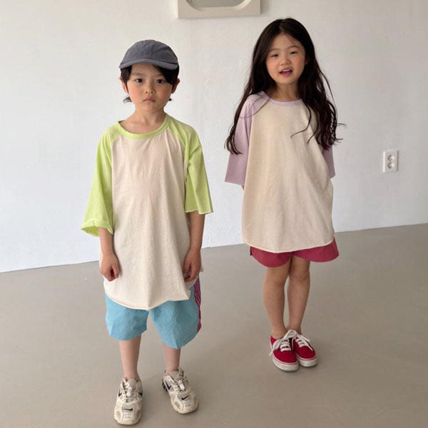Long Raglan Tee Korean toddler t-shirt in green made in Korea