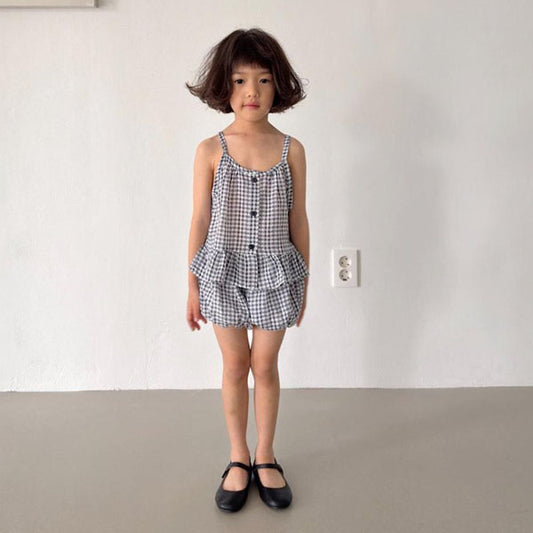 Mini Bloomer Set-Up Korean toddler set in brown made in Korea