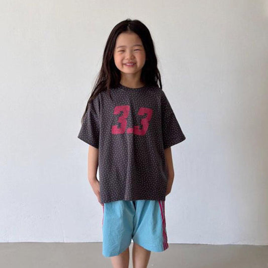 Star 33 Tee Korean toddler t-shirt in light gray made in Korea