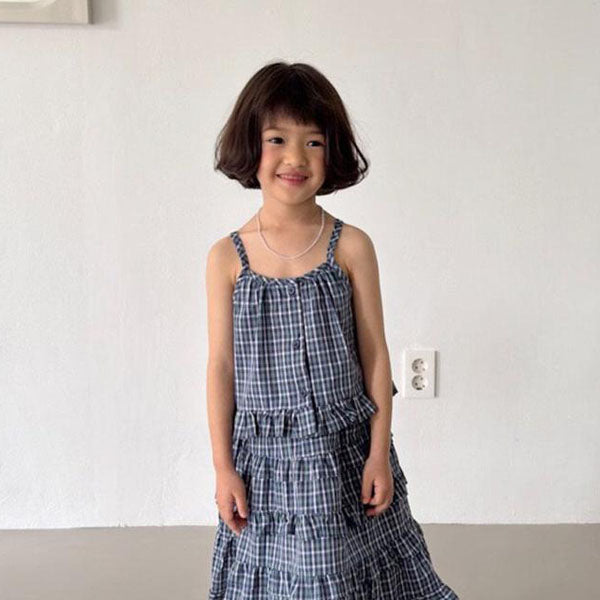 Check Check Sleeveless Blouse Korean toddler blouse in mint check made in Korea