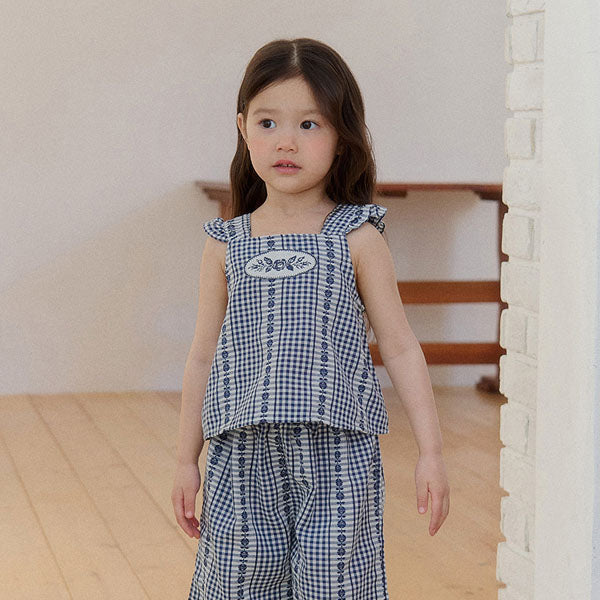 Rosie Check Blouse Korean toddler blouse in beige made in Korea